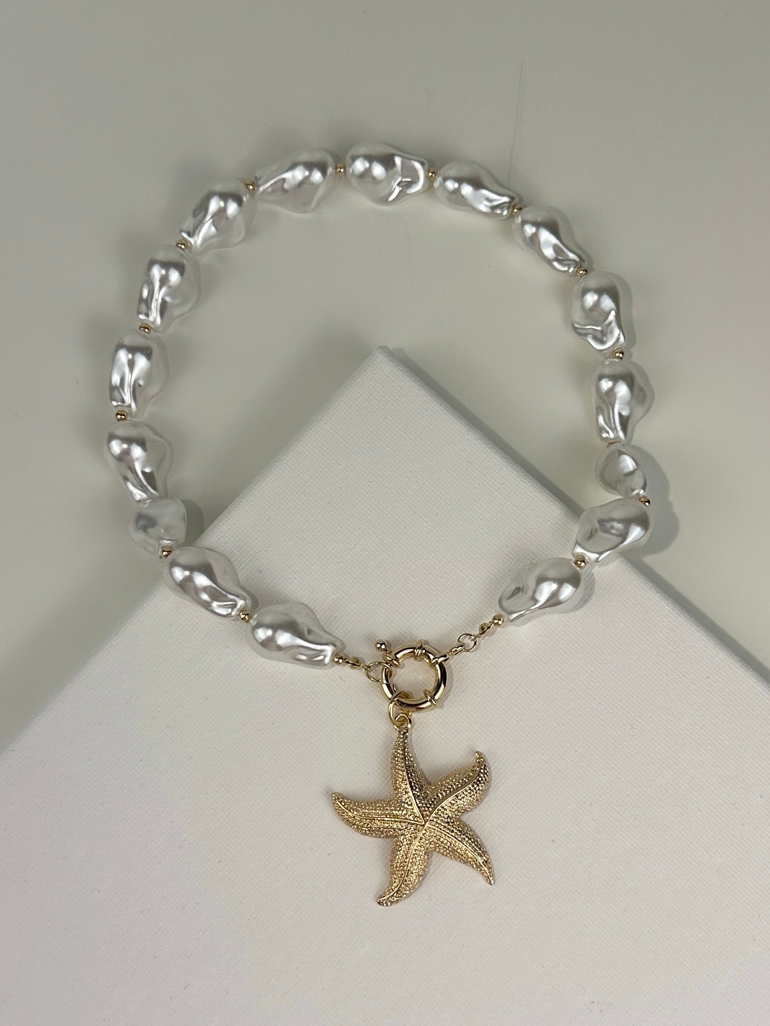 Golden Starfish Pearl Necklace