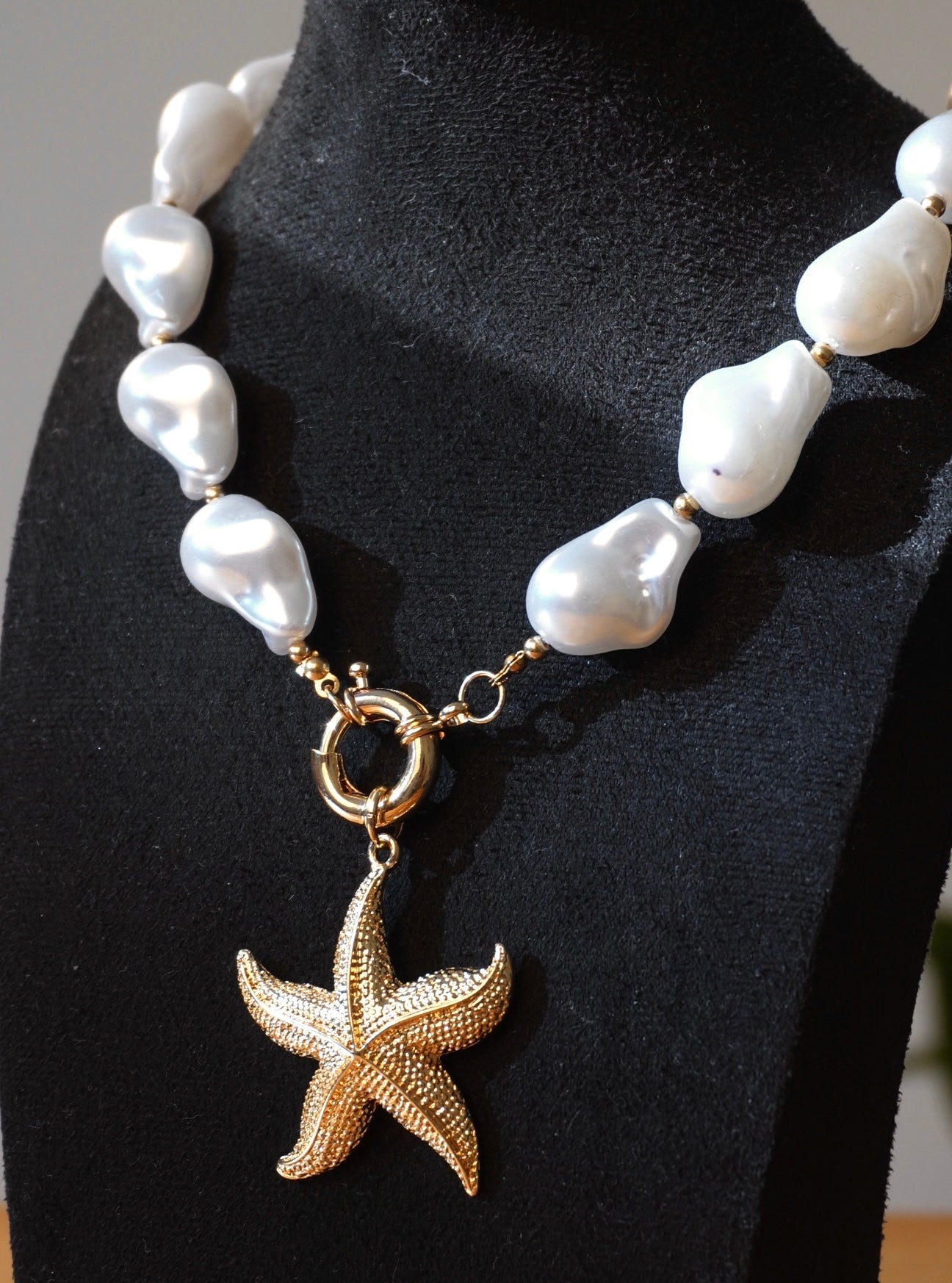 Golden Starfish Pearl Necklace